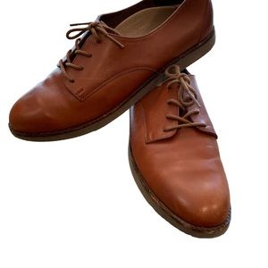 Rockport Tie Up Classic Leather Oxfords Caramel Brown Vibram Women’s Size 10N